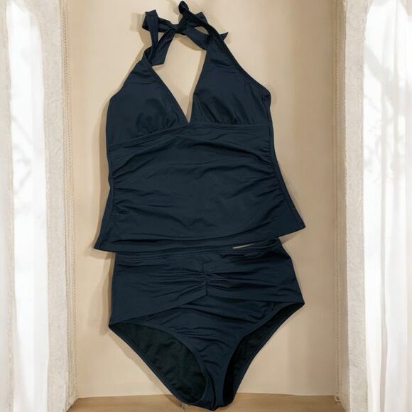 WHBM Tankini NWT Women's Medium Halter Black High-Waist Wrap Bikini Bottom - Picture 2 of 5